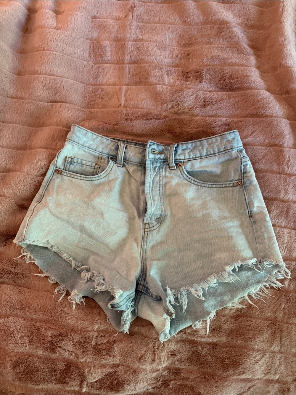 wild fable Light Blue Distressed High-Rise Denim Shorts